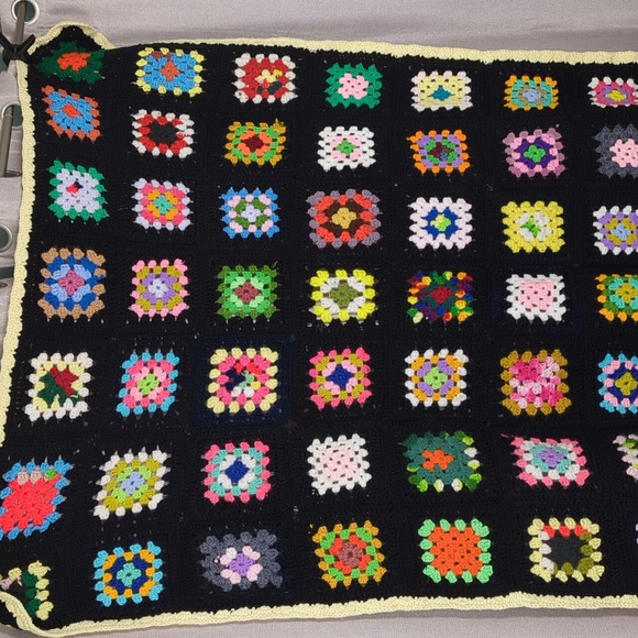 Vintage Other - VINTAGE Granny Square Crochet Multi Color Mid Century Blanket